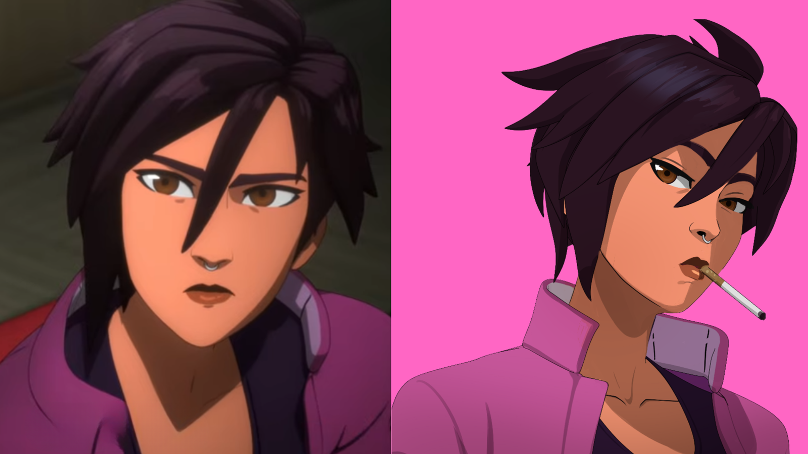 Invisiagirl character from Dispatch game in stealth action pose