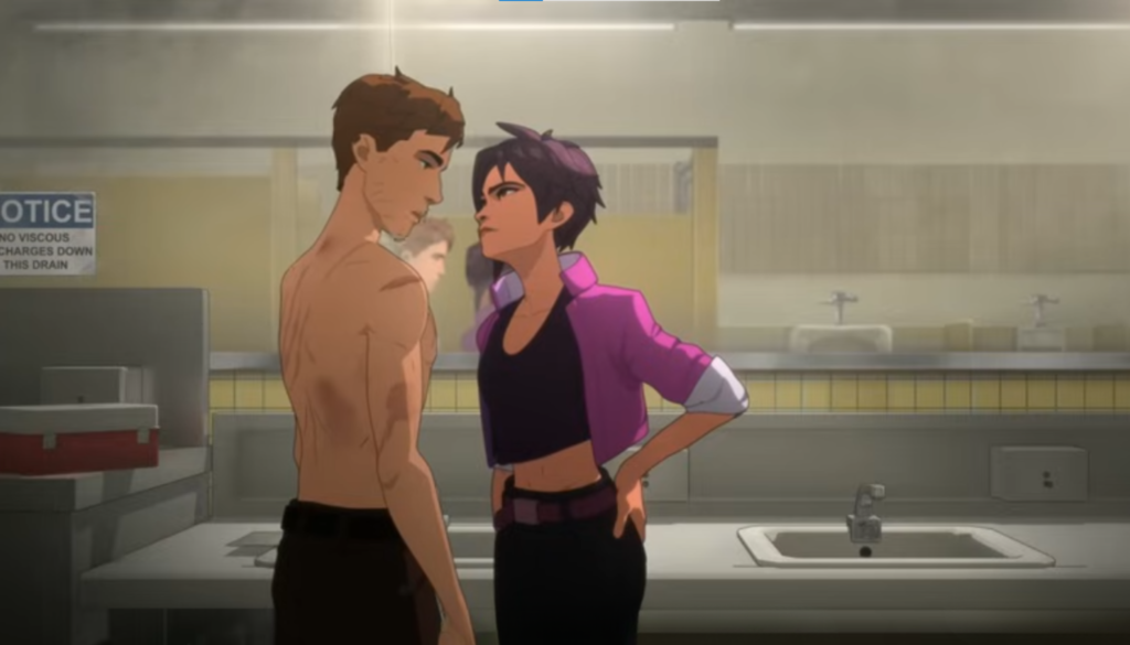 Player interacting with Invisigal to romance her in Dispatch game.