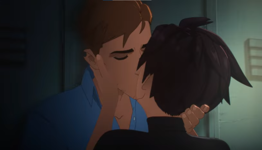 Locker room scene showing Invisigal activating stealth mode in Dispatch game environment