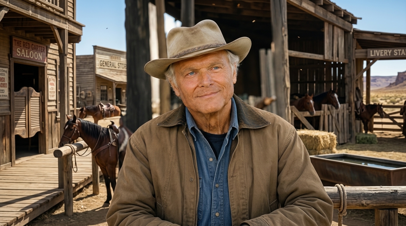 Teren cill in old age wearing a cowboy hat