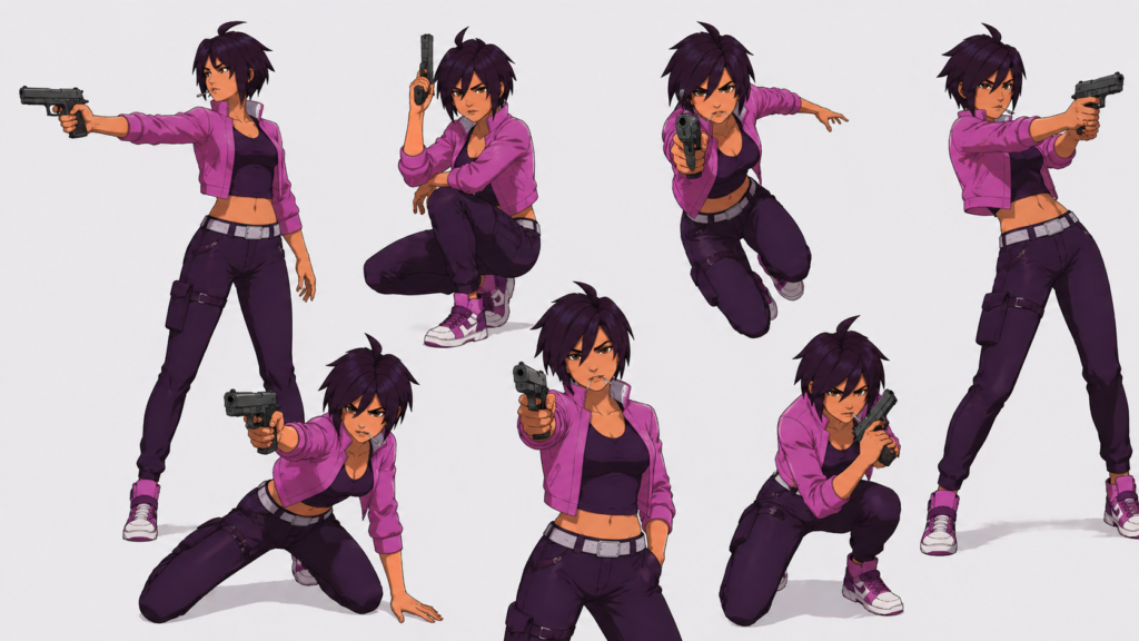 Stylized image of Invisigal with short purple hair and a confident expression, representing her transition from criminal to hero
