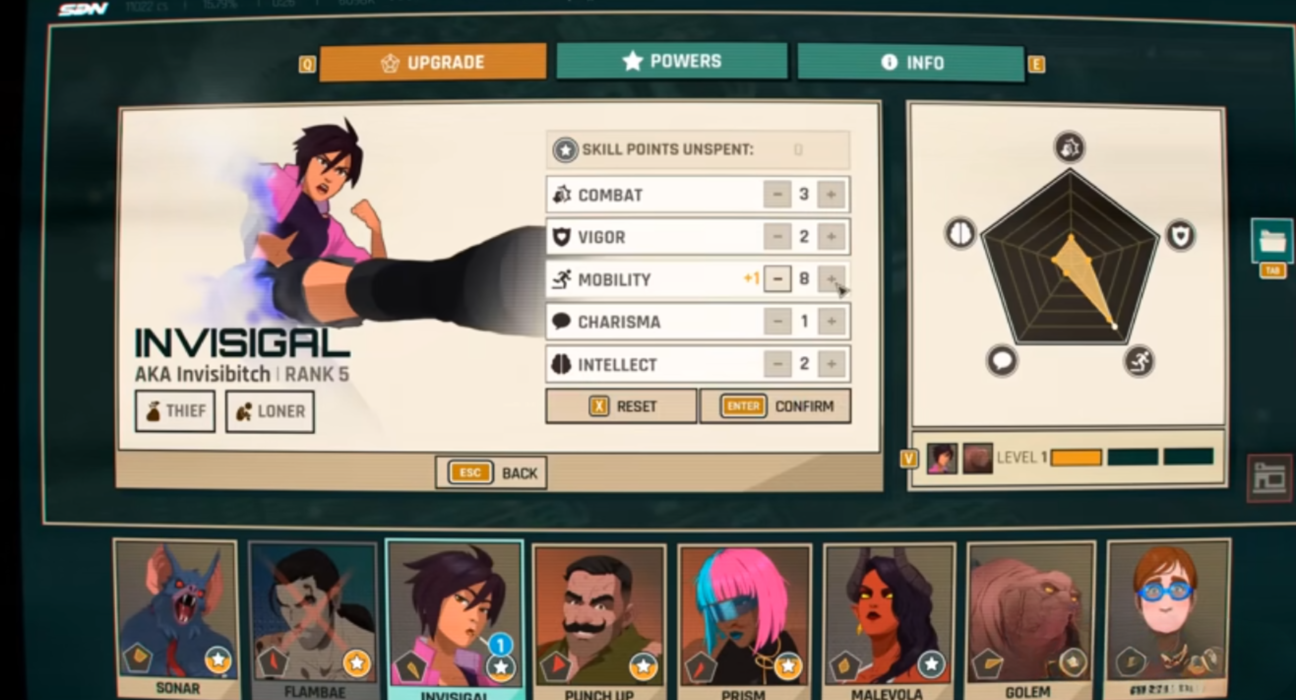 Invisigal character with short dark hair wearing a pink jacket, showcasing her edgy look and invisibility themed persona in Dispatch