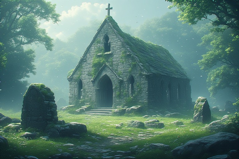 Sunrise over lush forest valley symbolizing the mysterious and undefined location called Teren Cill