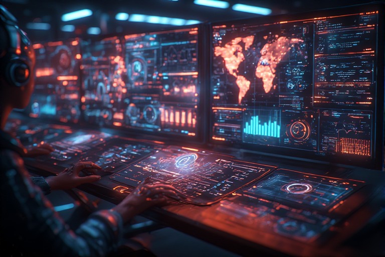 Futuristic Jeusol3 concept visual with AI-driven automation, real-time data flow, and interconnected digital business systems