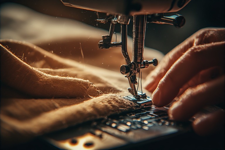 Different Nahttypen seam types in sewing including plain seam, French seam and flat felled seam on fabric samples