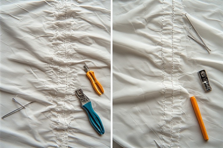 Close up of sewing machine stitching fabric showing Nahttypen seam construction process in garment making