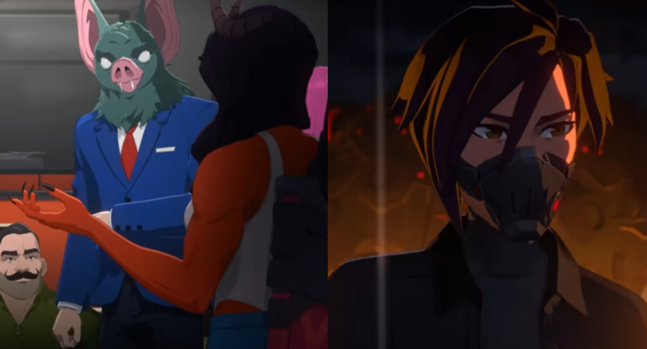 Penguin facing off against Invisigal in an intense fictional battle scene