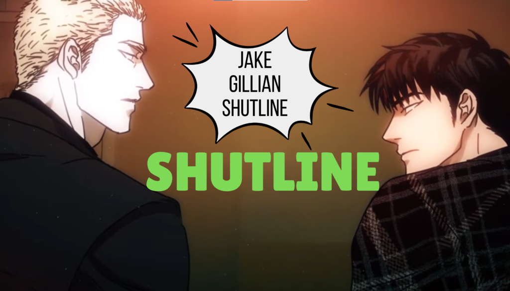 Shutline webtoon illustration featuring intense interaction between main characters in a psychological drama setting