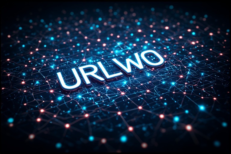 Abstract visualization of URLWO concept connecting URLs SEO and digital content optimization