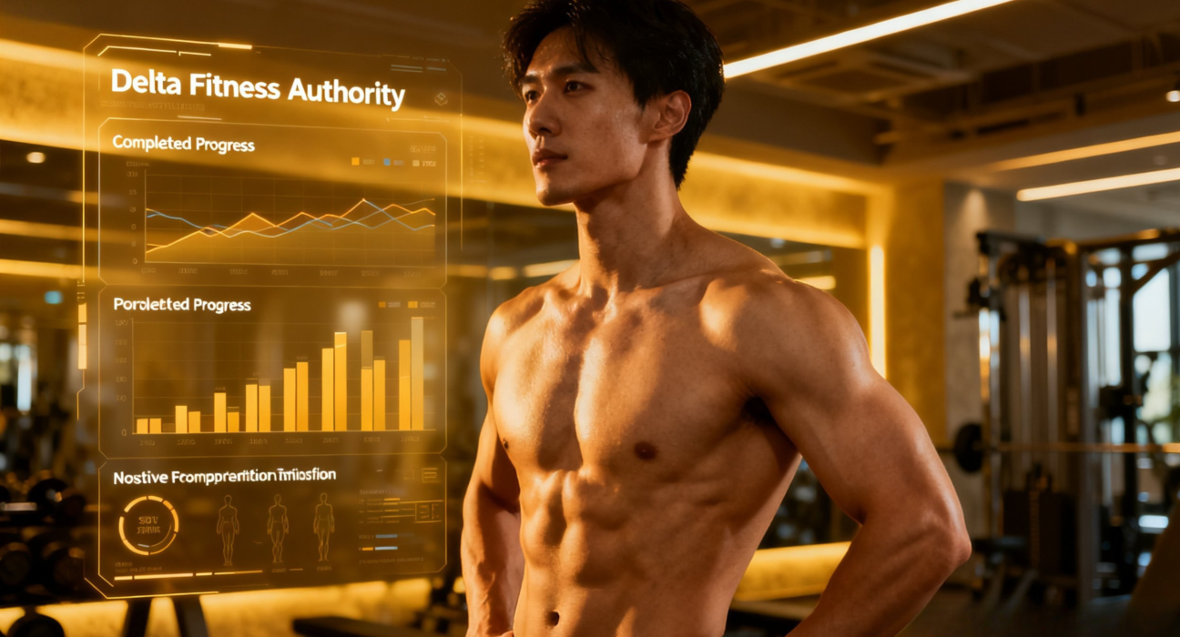 Delta Fitness Authority structured fitness system showing trainer coaching client with workout and nutrition tracking plan