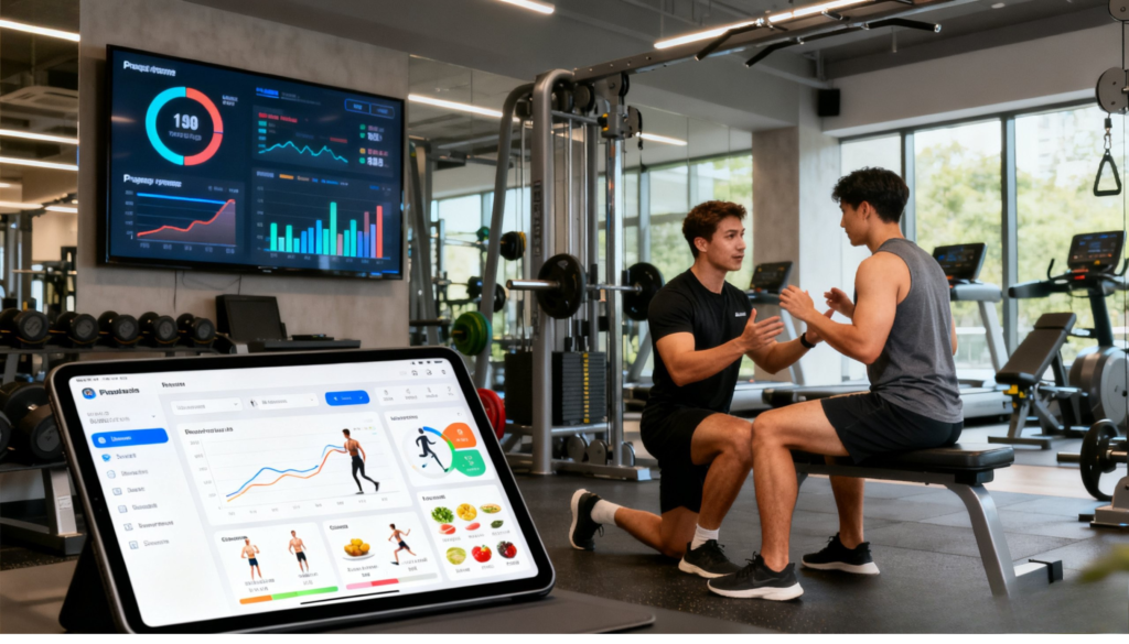 Delta Fitness Authority strength training program with athlete lifting weights in modern gym environment