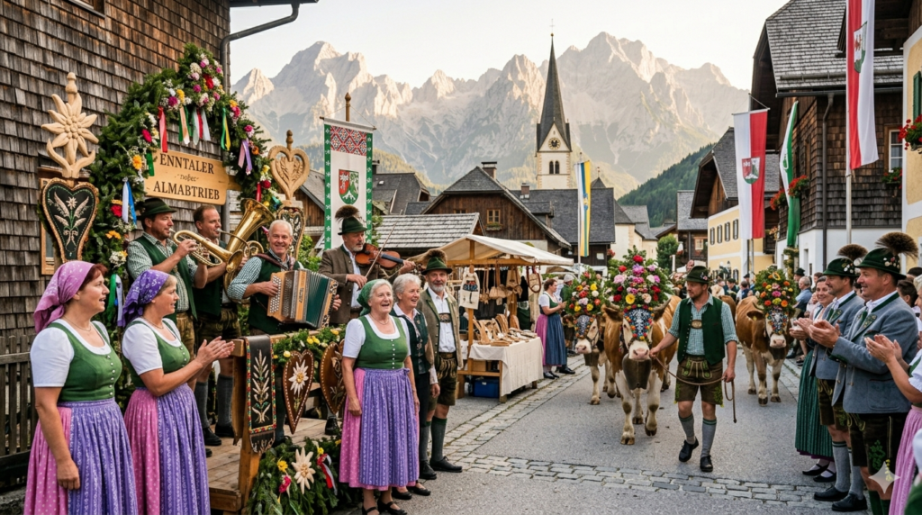 Beautiful hiking trails in Enntal surrounded by snow-capped Alps, green valleys, and peaceful natural scenery in Austria.