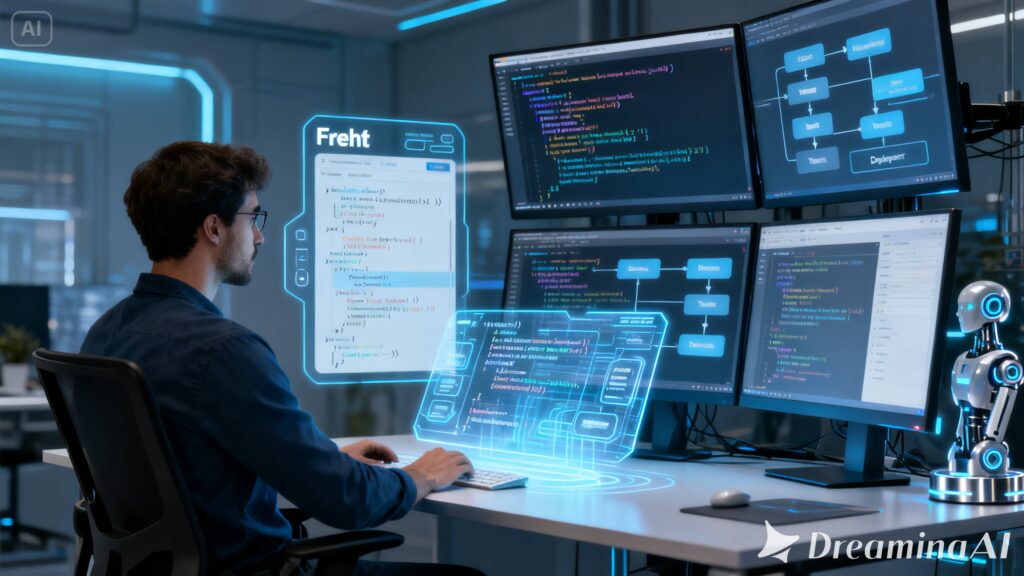 Frehf software development mindset showing clean coding, agile workflow, and adaptive technology solutions for modern developers
