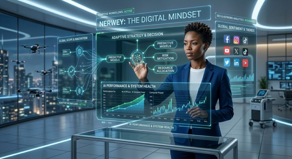 Nerwey as a digital mindset representing smart decision-making, flexible systems, and modern business innovation workflow