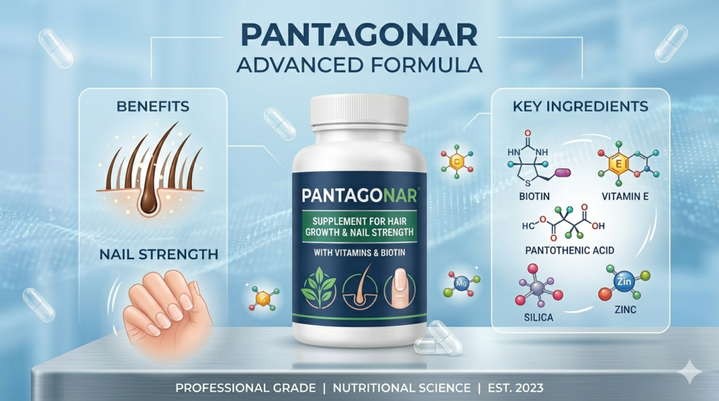 Pantagonar powder drink for hair growth nail strength and energy support