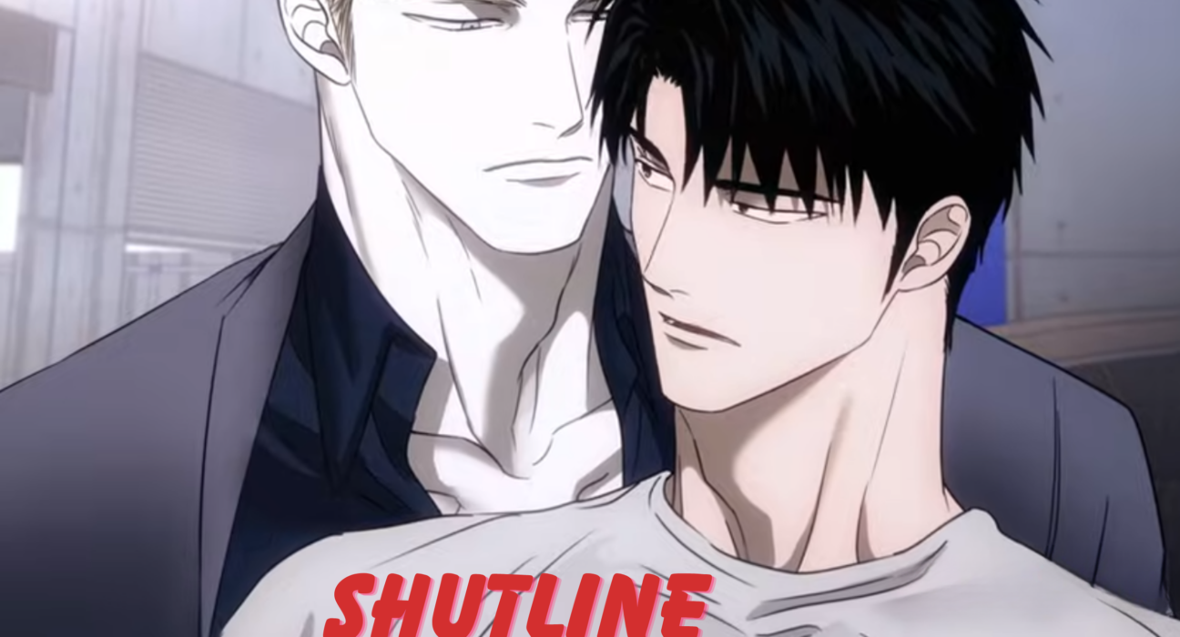 Shutline Lezhin webtoon cover featuring intense mafia romance characters in dramatic noir-style artwork