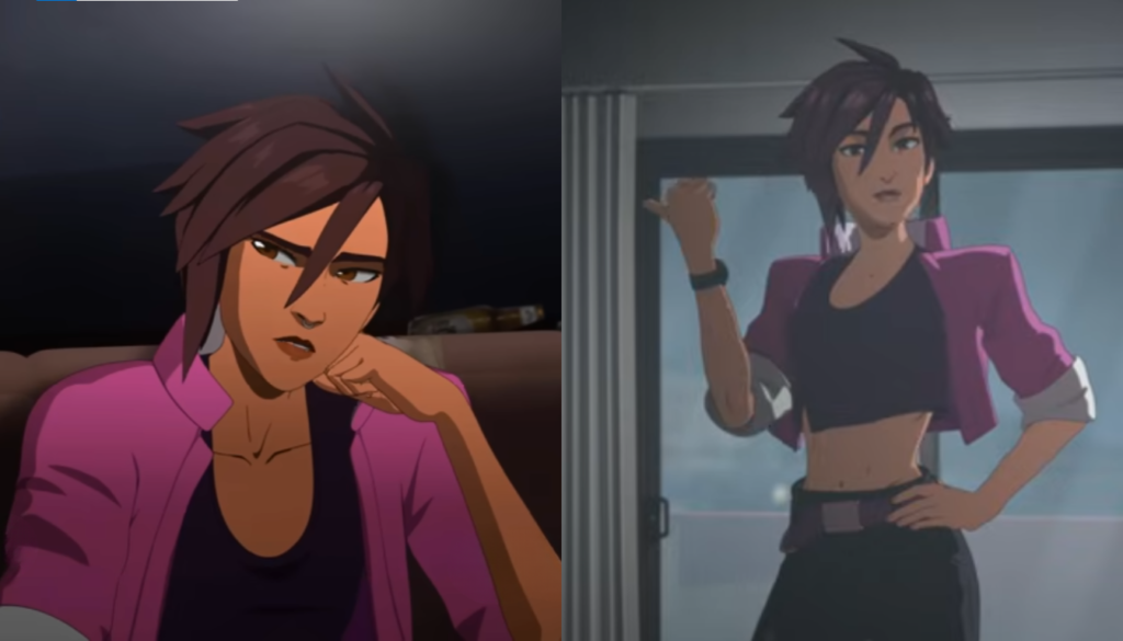 Track Star and Invisigal facing off in a stylized superhero digital concept illustration