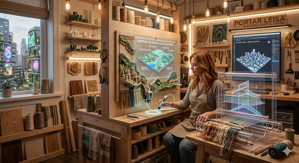 ontemporary artist using traditional craftsmanship in Portar Leisa creative design
