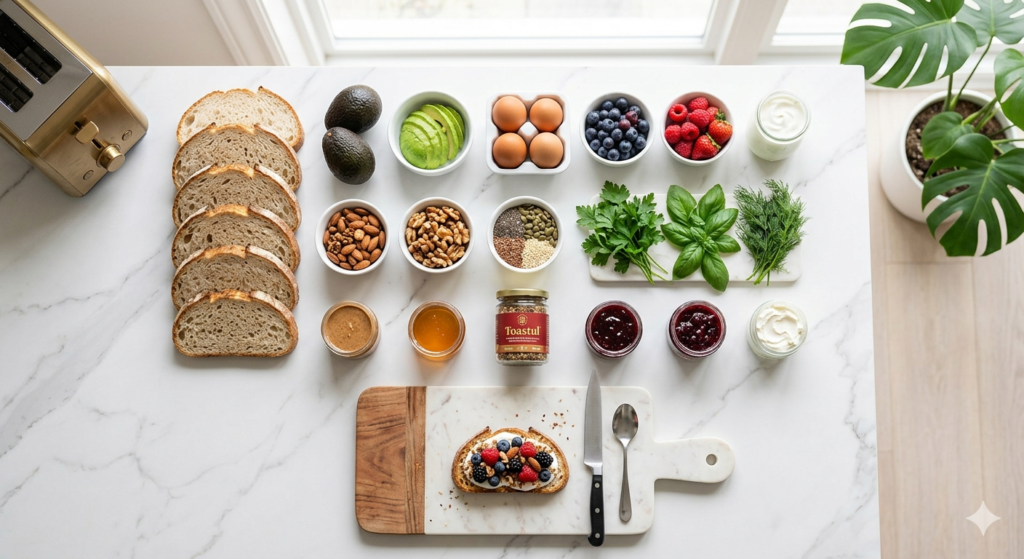 Toastul brings creative and healthy toast inspiration using fruits, vegetables, and proteins for quick meals and snacks.
