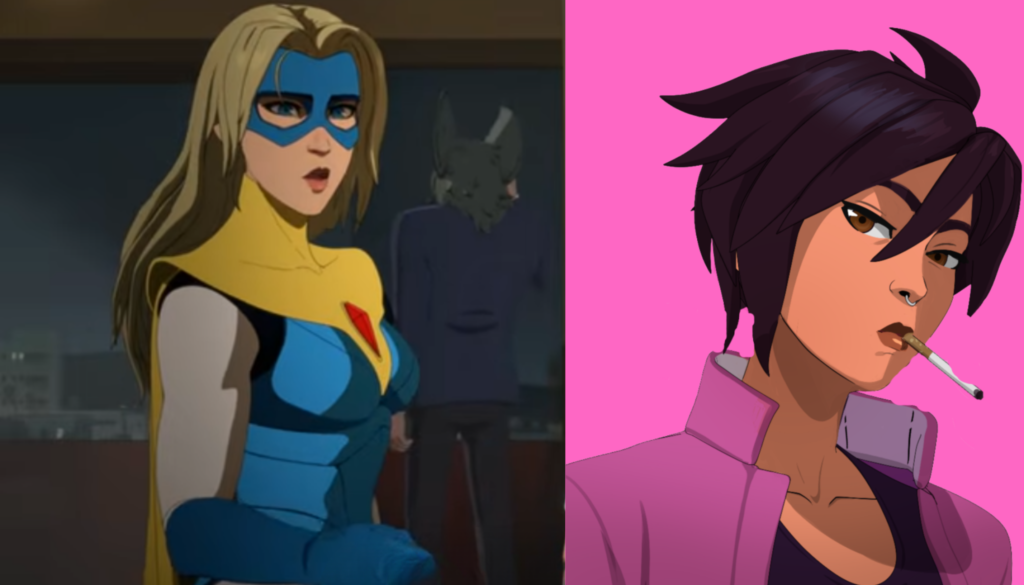 Invisigal and Blonde Blazer working together on a mission, showcasing friendship and superhero collaboration
