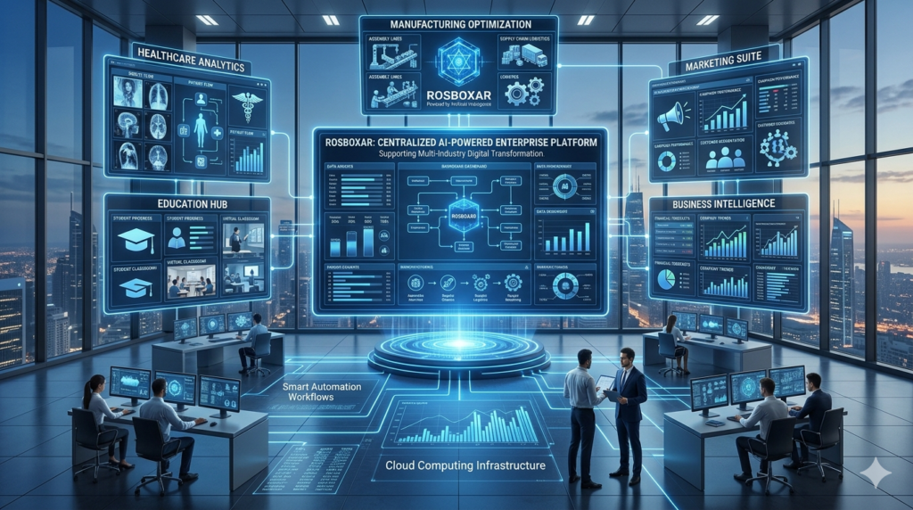 Rosboxar modular architecture displaying cloud integration, automation, and AI technology