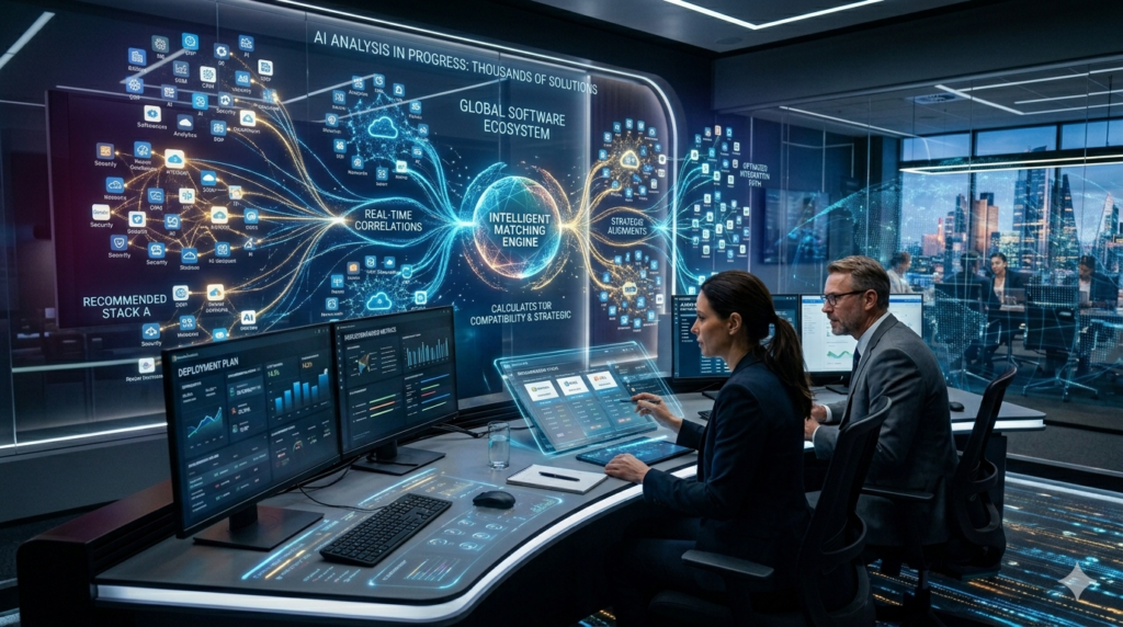 AI-powered Troozer platform displaying business software comparisons, analytics dashboards, and cloud-based decision support tools.