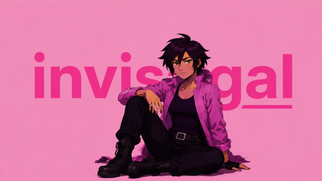 Invisigal game character in official character artwork