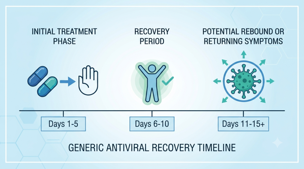 Timeline graphic showing the typical course of Paxlovid rebound