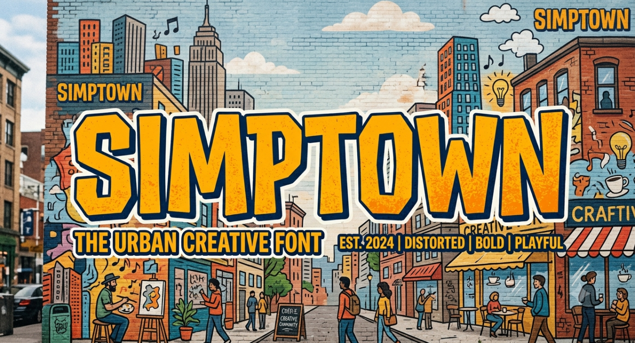 Simptown script typeface for creative design projects