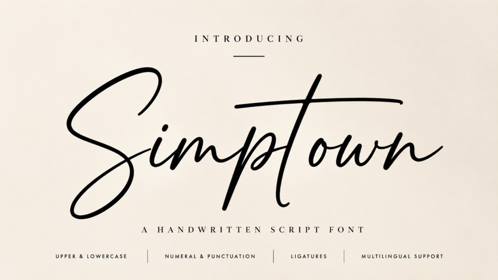 Elegant Simptown script font for logos and creative typography
