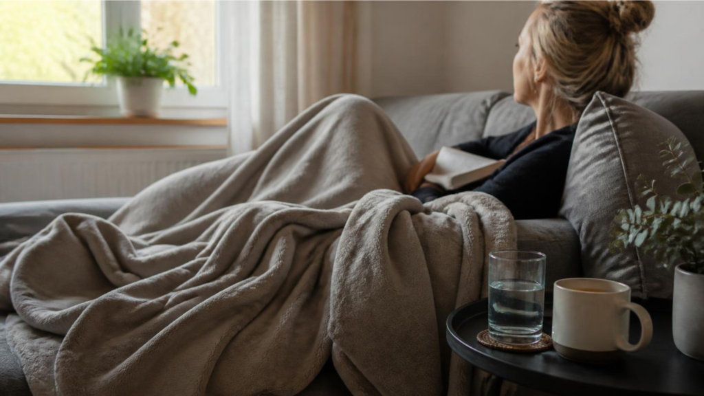 Person resting at home during Paxlovid rebound recovery