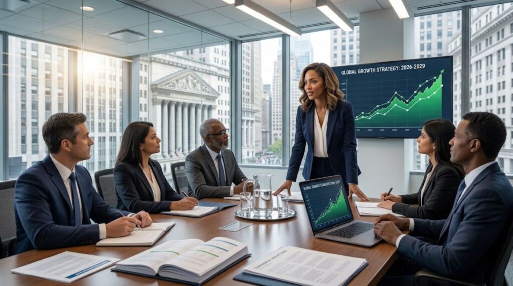 Growth Enterprises Market strategy meeting with executives