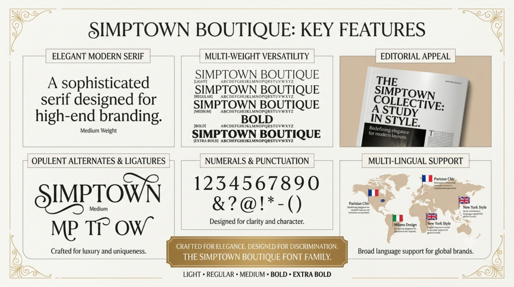 Simptown Boutique display typeface with elegant lettering