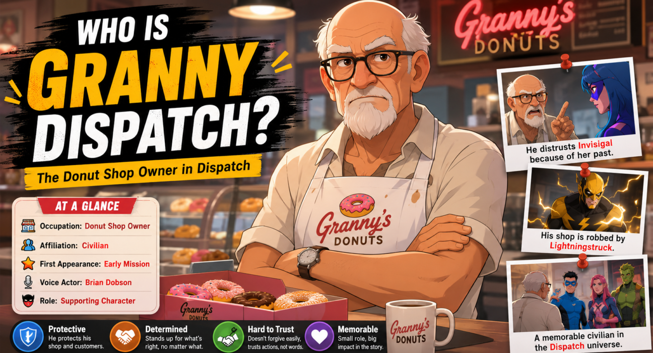 Granny Dispatch character standing with confident expression