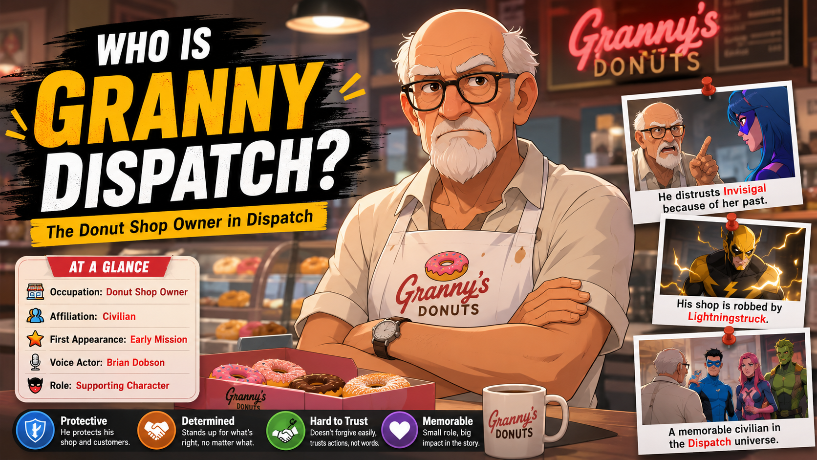 Granny Dispatch character standing with confident expression