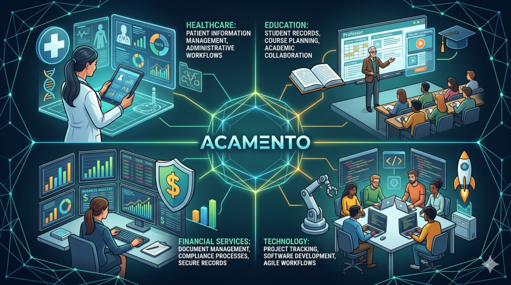 Unified control hub connecting healthcare, tech and financial data grids.