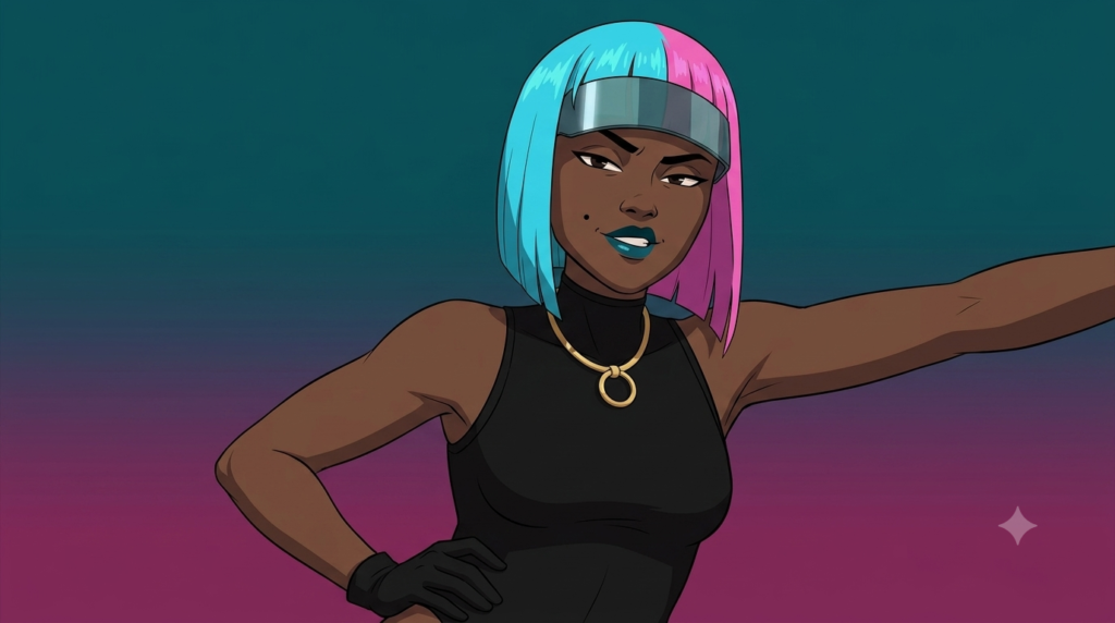 Dispatch Girl digital artwork in a dynamic action pose