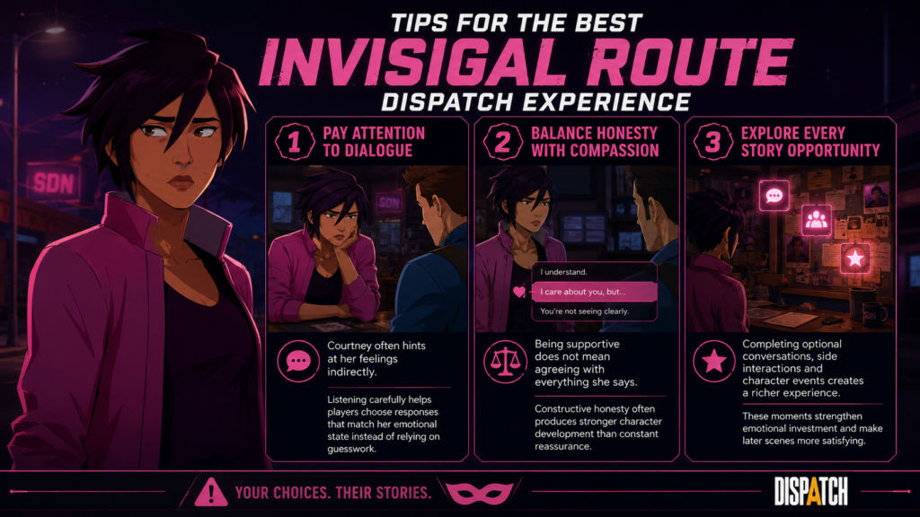 Invisigal route tips infographic