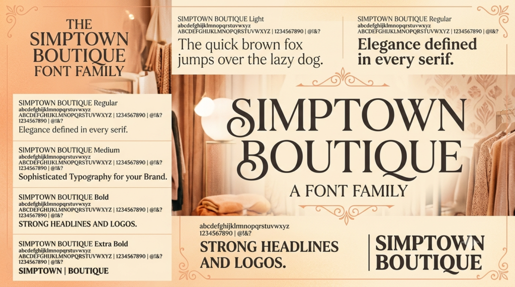Simptown Boutique stylish script font for creative use