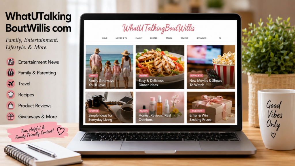 WhatUTalkingBoutWillis com website with articles on family, travel, entertainment, and lifestyle.