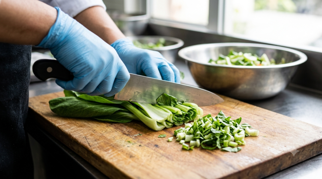 Yalla Choy leafy vegetable prepared for cooking with a focus on its health benefits, nutrients, and versatile meal options.