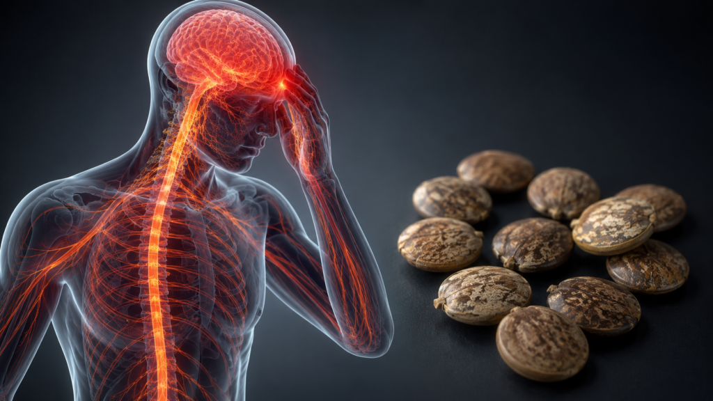 Medical visualization of strychnine affecting the nervous system
