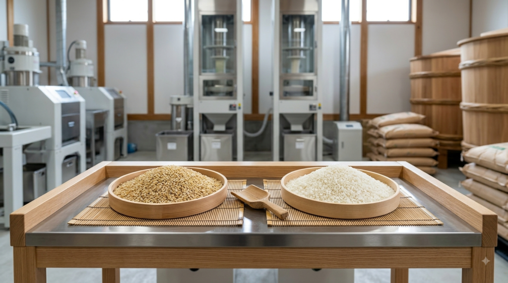 Polished sake rice used to determine the quality of Japanese beverage sake
